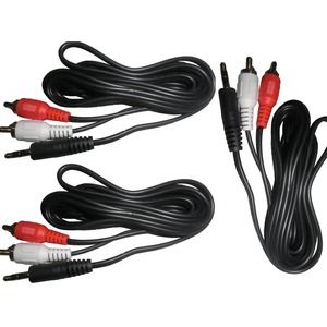 3-Pack 3.5mm Stereo Male to 2 RCA Male (Right and Left) Audio Cables, Each 5 Ft